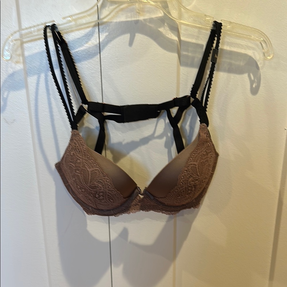 Victoria's Secret Brown Push-Up Bra with Black Trim